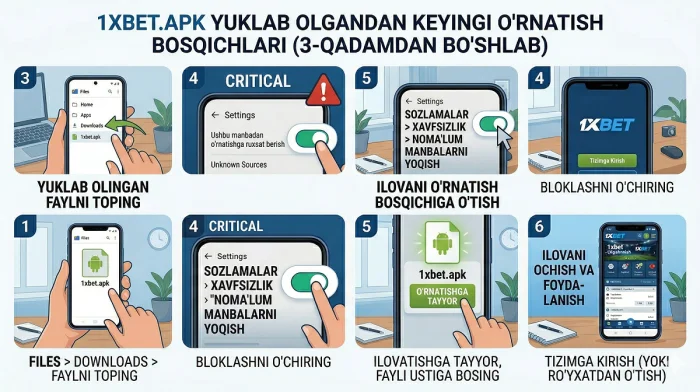 1 xbet o'rnatish bosqichlari 1xbet skachat qilish va o'rnatish bosqichlari